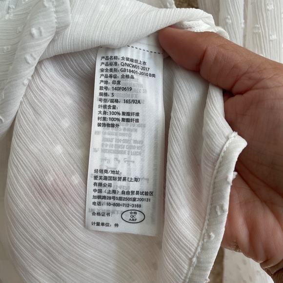 Abercrombie & Fitch Long Sleeve Blouse Womens Size S White Sheer - Picture 4 of 8